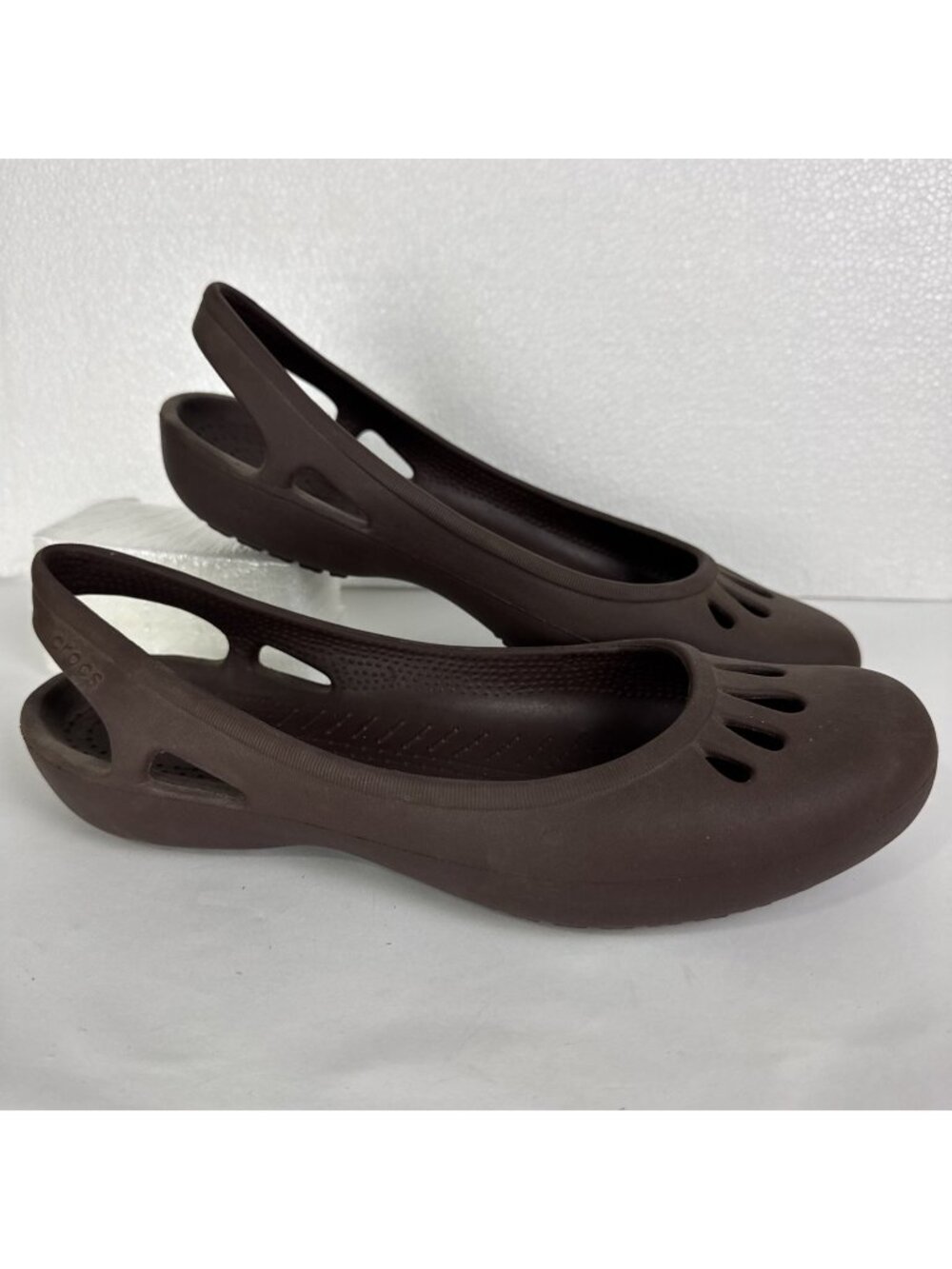 Crocs Malindi Brown Ballet Slingback Shoes Women's size 11 flat slip ons sandals